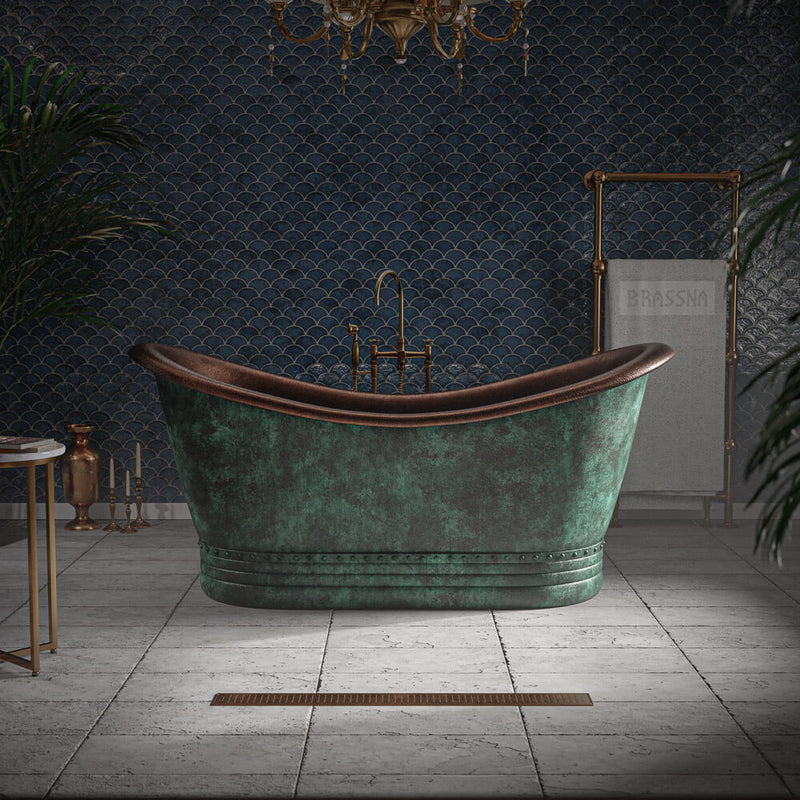 Green bathtub, Bathtub size, Bathtub measurement, Copper bathtub, Bathtub Blue Green Patina