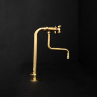 Handcrafted Brass Kitchen Faucet with two legs - downward spout The S Spout Kitchen Faucet