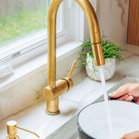 Brass Pull-Down Kitchen Faucet