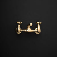 Artisan Aged Natural Brass Wall Mount Short Spout Utily Bridge Faicet