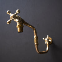 Unlacquered Brass Handcrafted Pot Filler Kitchen Faucet, Handmade Solid Brass Kitchen Faucet Over Stove Unlacquered Brass Handcrafted Pot Filler Kitchen Faucet