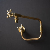 Unlacquered Brass Handcrafted Pot Filler Kitchen Faucet, Handmade Solid Brass Kitchen Faucet Over Stove Unlacquered Brass Handcrafted Pot Filler Kitchen Faucet