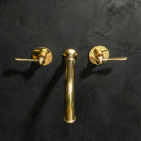 Handcrafted Unlacquered Brass Wall Mounted Faucet, Brass Faucet For Kitchen And Bathroom Wall Mounted Nino Faucet