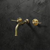 Handcrafted Unlacquered Brass Wall Mounted Faucet, Brass Faucet For Kitchen And Bathroom Wall Mounted Nino Faucet