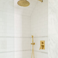 Antique Brass Concealed Shower Head With Arm And Hand Shower RegalLine Shower Set