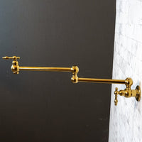 Unlacquered Brass Pot Filler Kitchen Faucet, Unlacquered Solid Brass Faucet with Lever Handle Anina Pot Filler