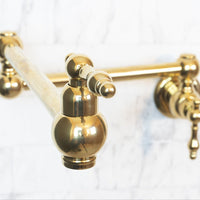 Unlacquered Brass Pot Filler Kitchen Faucet, Unlacquered Solid Brass Faucet with Lever Handle Anina Pot Filler