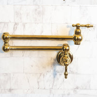 Unlacquered Brass Pot Filler Kitchen Faucet, Unlacquered Solid Brass Faucet with Lever Handle Anina Pot Filler