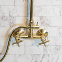 Antique Brass Exposed shower Head with Handheld, Brass Shower System, Round Shower Head BrillianceLine Exposed shower Set