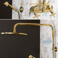 Antique Brass Exposed shower Head with Handheld, Brass Shower System, Round Shower Head BrillianceLine Exposed shower Set