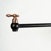 Black Brass Pot Filler Kitchen Faucet With Copper Lever Handle - Brassna