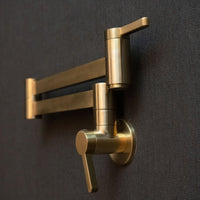 Unlacquered Brass Pot Filler Kitchen Faucet, Antique Solid Brass Faucet with Lever Handle Brushed Brass Pot Filler Faucet