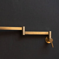 Unlacquered Brass Pot Filler Kitchen Faucet, Antique Solid Brass Faucet with Lever Handle Brushed Brass Pot Filler Faucet