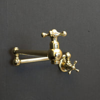 Unlacquered Brass Pot Filler Kitchen Faucet, Unlacquered Solid Brass Faucet with Cross Handle X Brass Cross Pot Filler