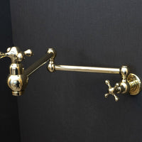 Unlacquered Brass Pot Filler Kitchen Faucet, Unlacquered Solid Brass Faucet with Cross Handle X Brass Cross Pot Filler