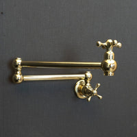 Unlacquered Brass Pot Filler Kitchen Faucet, Unlacquered Solid Brass Faucet with Cross Handle X Brass Cross Pot Filler