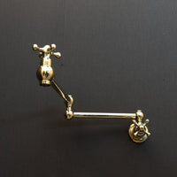 Unlacquered Brass Pot Filler Kitchen Faucet, Unlacquered Solid Brass Faucet with Cross Handle X Brass Cross Pot Filler