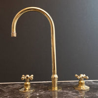 Deck Mounted 3 holes Countertop Faucet, Widespread Antique Brass Kitchen Faucet Deck Mounted 3 holes Countertop Faucet