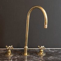 Deck Mounted 3 holes Countertop Faucet, Widespread Antique Brass Kitchen Faucet Deck Mounted 3 holes Countertop Faucet