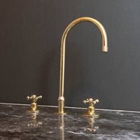 Deck Mounted 3 holes Countertop Faucet, Widespread Antique Brass Kitchen Faucet Deck Mounted 3 holes Countertop Faucet