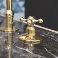 Deck Mounted 3 holes Countertop Faucet, Widespread Antique Brass Kitchen Faucet Deck Mounted 3 holes Countertop Faucet