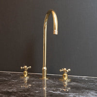 Deck Mounted 3 holes Countertop Faucet, Widespread Antique Brass Kitchen Faucet Deck Mounted 3 holes Countertop Faucet
