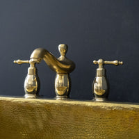 Deck Mounted Unlacquered Brass Bathroom Faucet with 3 Holes, Traditional Bathroom Faucet with 3 Holes in Unlacquered Brass Deck Mounted Faucet SP