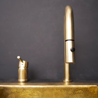 Deck Mounted Unlacquered Brass Single Handle Pull-Down Kitchen Faucet