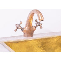 Engraved cooper Bathroom Sink Vanity Faucet, Hancrafted Single Hole Counter Top Faucet Engraved Bathroom Faucet