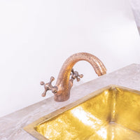 Engraved cooper Bathroom Sink Vanity Faucet, Hancrafted Single Hole Counter Top Faucet Engraved Bathroom Faucet