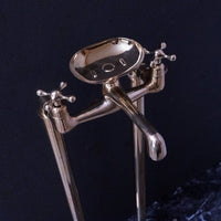 Solid Brass Bathroom Free Standing Clawfoot Bathtub Faucet With Brass soap holder, Unlacquered Brass Floor Mount Bath Tub Filler, Free Standing Clawfoot Faucet With Brass soap holder