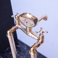 Solid Brass Bathroom Free Standing Clawfoot Bathtub Faucet With Brass soap holder, Unlacquered Brass Floor Mount Bath Tub Filler, Free Standing Clawfoot Faucet With Brass soap holder