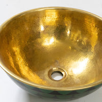 Hammered Brass And Wood Vessel Sink - Brassna
