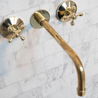 Handcrafted Antique Brass Wall Mounted Faucet - Brassna