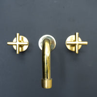 Handcrafted Brass Wall Mounted Faucet, Unlacquered Brass Faucet For Kitchen And Bathroom Handcrafted Brass Wall Mounted Faucet