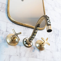 Handcrafted Cobra Wood & Brass Wall Mounted faucet, Hot and Cold wall Mount Bath Faucet Handcrafted Cobra Wood & Brass Wall Mounted faucet