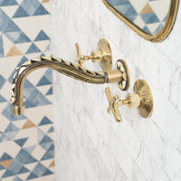 Handcrafted Cobra Wood & Brass Wall Mounted faucet, Hot and Cold wall Mount Bath Faucet Handcrafted Cobra Wood & Brass Wall Mounted faucet