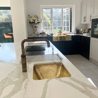 Handcrafted Unlacquered Brass Kitchen Sink, Hammered Kitchen Sink in Living Brass Finish, Bar Sink Dubai Brass Kitchen Sink SP
