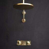 Handcrafted unlacquered brass shower Head With Curved Arm - Brassna