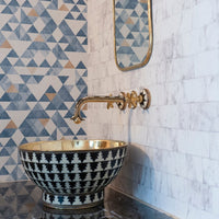 Handcrafted Gooseneck Wood & Brass Wall Mounted faucet, Hot and Cold Bathroom Faucet Wood & Brass Wall Faucet
