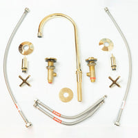 Handmade Widespread Unlacquered Brass Kitchen Faucet - Brassna