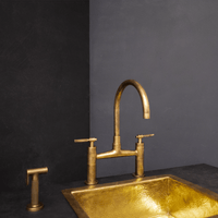 Bridge Kitchen Faucet with Simple Cross Handles, Brass Faucet with customizable spout reach and length Mykonos Bridge Faucet
