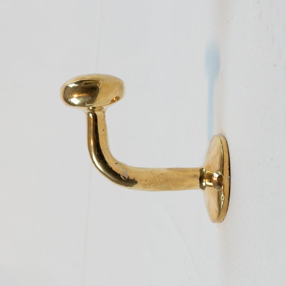 Set of 3 Handcrafted Unlacquered Brass Hooks For Wall - Brass
