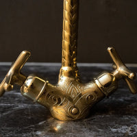 Single Hole Unlacquered Brass Gooseneck Faucet, Handracfted Engraving Bathroom Faucet, Kitchen Faucet Single Hole Gooseneck Faucet