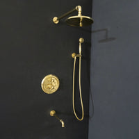 Antique Brass Concealed Shower Head With Arm And Hand Shower Luxury Thermostatic Shower Set