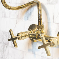 Solid Brass Shower System With Handheld Shower, Unlacquered Brass Bathroom Shower Solid Brass Shower System With Handheld Shower