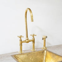 The Brass Bridge Kitchen Faucet With Sprayer - Brassna