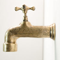 Unlacquered Wall Mount Brass Faucet, Moroccan Wall Faucet For Powder Room The Mghribi Wall Mount Faucet