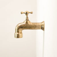Unlacquered Wall Mount Brass Faucet, Moroccan Wall Faucet For Powder Room The Mghribi Wall Mount Faucet