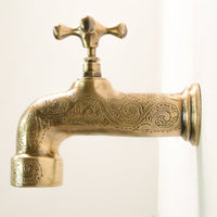 Unlacquered Wall Mount Brass Faucet, Moroccan Wall Faucet For Powder Room The Mghribi Wall Mount Faucet
